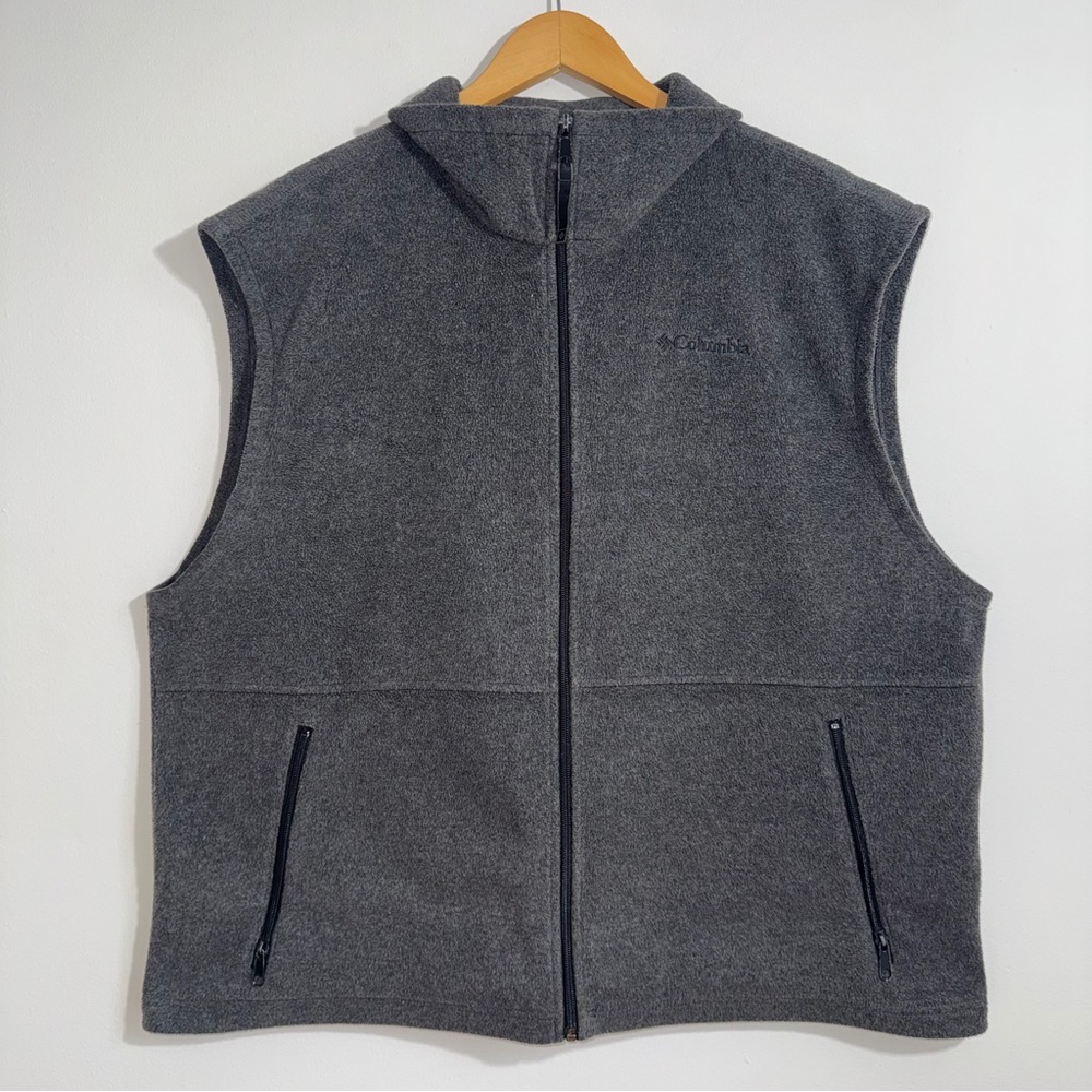 Columbia Gray Fleece Zip Up Vest XL Outdoor Soft Warm Layering